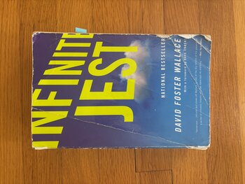 a picture of the author's copy of Infinite Jest, purchased in 2015